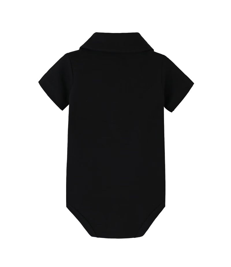 Teach Leanbh Baby Boys Pure Color Cotton Short Long Sleeve Polo Bodysuit 3-24 Months (Black, 6 Months) - Image 2